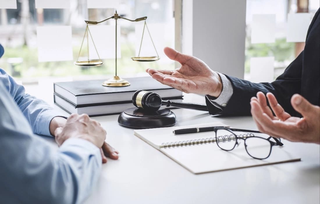 Business discussion over a contract and legal documents